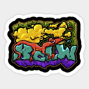 King gizzard and the lizard wizard fly banana funny cartoon design Sticker